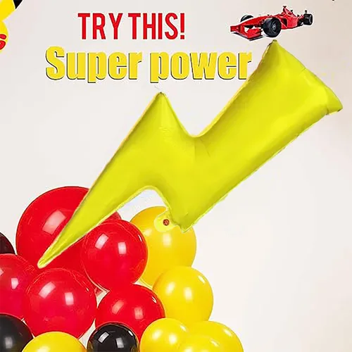 Miniatura 6 de Kit de arco de globos de atrapasueños de monstruos, 154 unidades, decoración de fiesta roja, amarilla y negra, con rayo y globos de papel