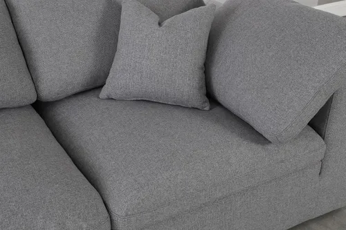 Miniatura 6 de Meridian Furniture 601Cream-S119 Serene Collection Modern Sofá modular contemporáneo de lujo, tela texturizada de lino suave, cojines de plumón