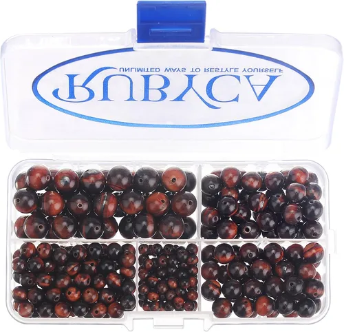 Miniatura 6 de RUBYCA Natural negro lava piedras preciosas redondas sueltas cuentas organizador caja de plástico fabricación de joyas mezcla tamaños