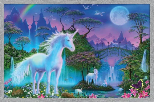 Miniatura 14 de Trends International Póster de pared de Unicorn Meadow, 14.725 x 22.375 pulgadas, versión enmarcada de madera de granero
