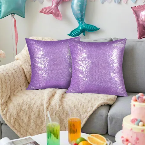 Miniatura 6 de Poise3EHome Fundas de cojín decorativo con lentejuelas de 18 x 18 pulgadas para sofá, cama, sala de estar, Navidad (lavanda, 1 pieza)