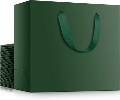Miniatura 21 de EUSOAR Bolsas de papel de estraza para regalo, paquete de 12 bolsas de papel kraft de 10.6 x 3.1 x 8.3 pulgadas con asas, bolsas resistentes