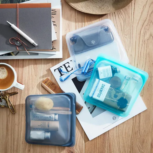 Miniatura 2 de Bolsa de almacenamiento reutilizable de silicona premium Stasher para sándwiches, color aqua, apta para microondas, sous vide, lavavajillas, horno