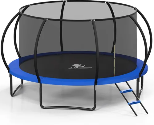 Miniatura 11 de Trampolín para exteriores, trampolines de 10 pies con red de cierre y escalera, trampolín recreativo redondo para niños y adultos con aprobación