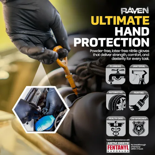 Miniatura 4 de SAS Raven - Guantes desechables de nitrilo sin polvo, 10 cajas/100 unidades de consumo, 1000 guantes en total, 7 mil - sm, sin látex, productos