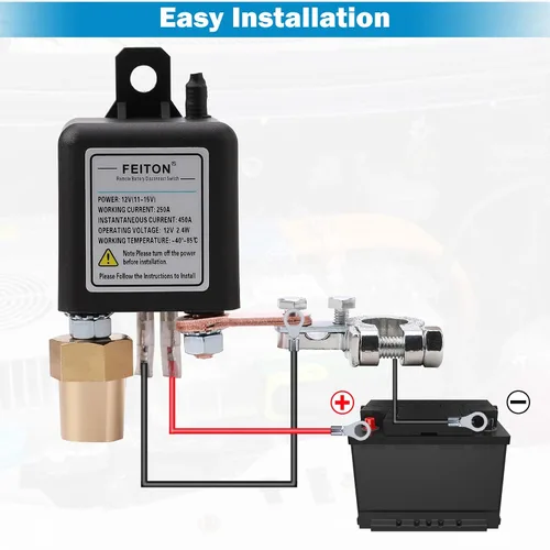 Miniatura 4 de Interruptor de Desconexión Remota de Batería de 12V, Interruptor de Corte de Batería para Automóvil, Control Remoto Mejorado de 200A, Interruptor