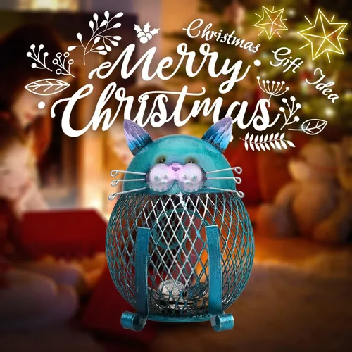 Miniatura 2 de Alcancía de metal para adultos, banco de dinero de animales con tapa inferior, regalos creativos y prácticos para gatos amantes de los gatos