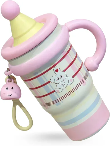Miniatura 8 de Vaso aislado de 20 onzas con popote y tapa, taza de viaje para café a prueba de fugas con asa, diseño de doble bebida para bebidas calientes y Nube