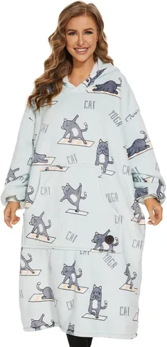 Miniatura 72 de Three Poodle - Manta con capucha portátil para niños, sudadera de sherpa de gran tamaño con capucha gigante, manta con capucha cálida y acogedora