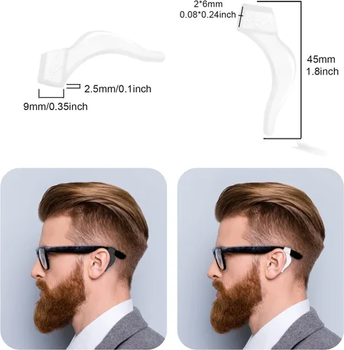 Miniatura 2 de 20 pares de pinzas para las orejas, ganchos antideslizantes de vidrio para las orejas, cómodos cojines de silicona para detrás de la oreja