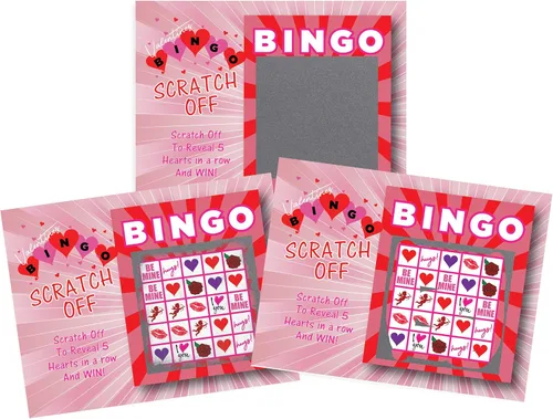 My Scratch Offs - Paquete de 26 tarjetas de juego de bingo de San Valentín para adultos, recuerdos de fiesta y juegos galentinos para mujeres,