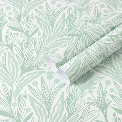 Miniatura 12 de Papel tapiz para despegar y pegar, hojas verdes, papel tapiz de palmeras tropicales, 16.1 x 118 pulgadas, papel de contacto extraíble autoadhesivo