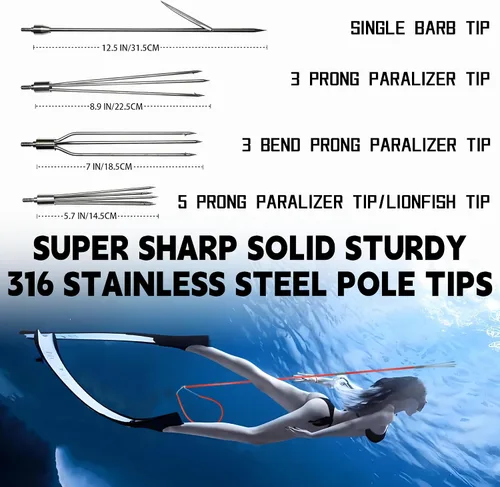 Miniatura 6 de Poste de Pesca Submarina Hawaiian Sling Juego de Lanza de Pesca Poste Lanza de Fibra de Vidrio Arpón Equipo de Pesca Submarina
