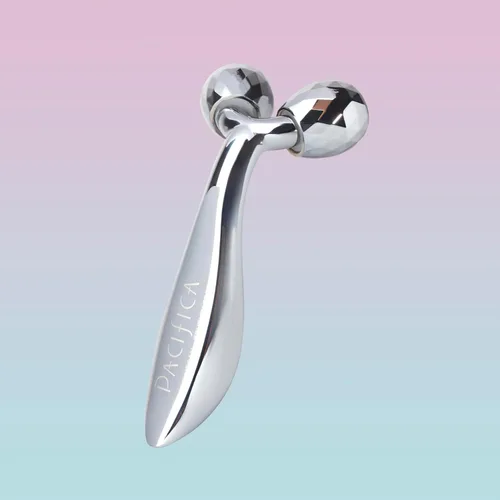 Miniatura 10 de Pacifica Future Youth Rodillo Facial de Acero Inoxidable – Masajeador Facial Dual de Enfriamiento Gua Sha para Esculpir, Contornear y Reducir