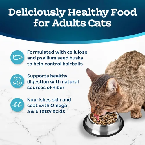 Miniatura 4 de Blue Buffalo Tastefuls - Alimento seco natural para gatos adultos, control de bolas de pelo, receta de pollo y arroz integral, bolsa de 15 libras