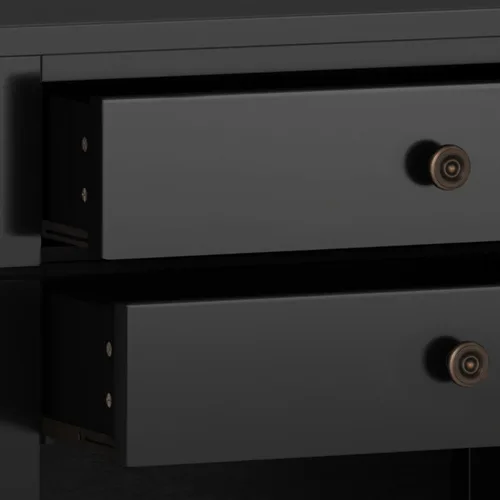 Miniatura 8 de SIMPLIHOME Carlton - Mesita de noche de madera maciza de 24 pulgadas de ancho, color negro, mesa auxiliar o auxiliar contemporánea con 2 cajones