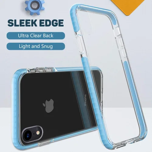 Miniatura 2 de MATEPROX Compatible con iPhone XR, transparente, delgada, antiamarilla, antiarañazos, a prueba de golpes, para iPhone XR de 6.1 pulgadas (azul)
