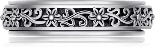 Miniatura 16 de YAFEINI Anillo giratorio de plata de ley para mujer, nudo celta, girasol, margarita, corazón, árbol de la vida, joyería de regalo para mujeres
