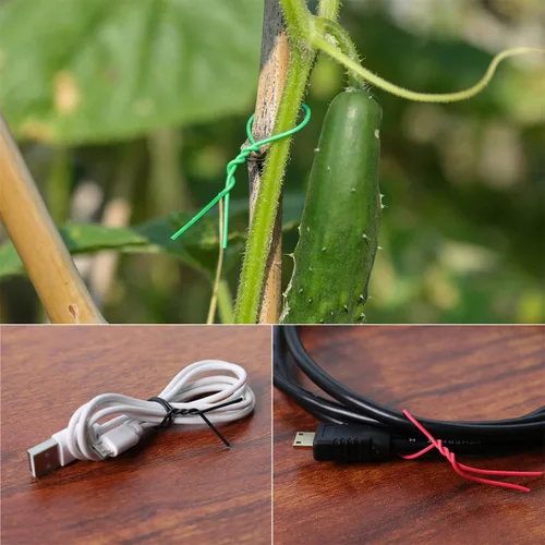 Miniatura 5 de Tangyinrd 200 piezas de 6 pulgadas de amarre de jardín, amarres de torsión redondos de plástico para plantas, vides y cordones de envoltura