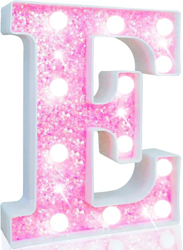 Miniatura 13 de Pooqla Luces de números de marquesina, números de luz rosa para niñas de 10.º cumpleaños, funciona con pilas, luz nocturna de número con purpurina