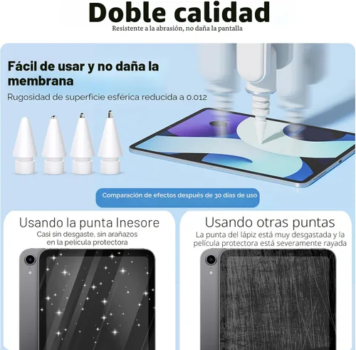 Miniatura 4 de Inesore Paquete de 8 accesorios de repuesto para puntas de lápiz Apple, compatible con Apple Pencil Pro/2ª generación/1ª generación/USB C, punta 2