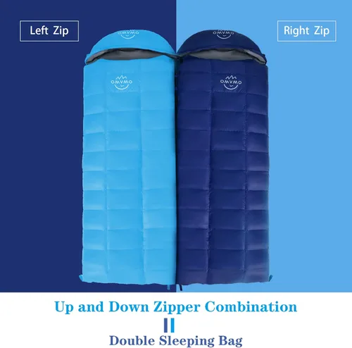 Miniatura 5 de 0 20 Degrees F Down Sleeping Bag for Adults,4 Season Rectangle Down Sleeping Bag for Camping Hiking Azul oscuro/Cremallera derecha