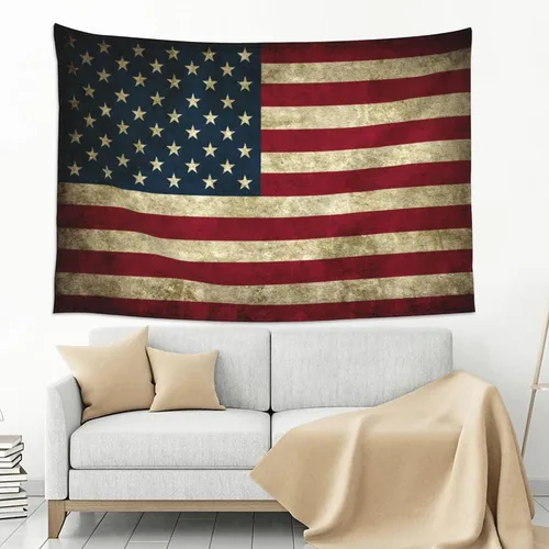 Miniatura 8 de JUHIOPOI Tapiz retro con bandera americana, decoración de pared, tapiz de arte para colgar en la pared, tapiz de pared para dormitorio, sala