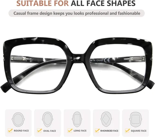 Miniatura 5 de Eyekepper Gafas de lectura para mujer, paquete de 4 lentes de lectura de marco grande, de gran