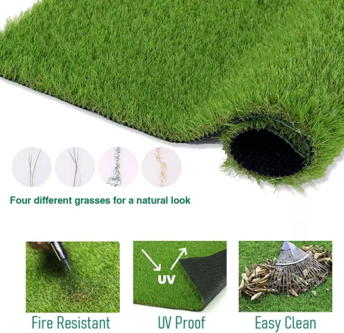 Miniatura 4 de Césped Artificial para Exteriores, 10 pies x 10 pies (100 pies cuadrados) de 1.38" de espesor, alfombra de césped sintético realista para mascotas