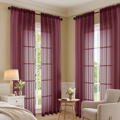 Miniatura 101 de OVZME Cortinas traslúcidas, ligeras, suaves, para estudio, sala de estar y dormitorio, juego de 2 paneles, 42 pulgadas de ancho x 84 pulgadas