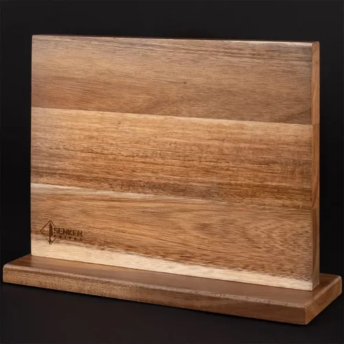 Miniatura 2 de SENKEN - Bloque magnético de madera de acacia natural, imanes de neodimio ultra fuertes de doble cara, soporte para cuchillos para 16 cuchillos