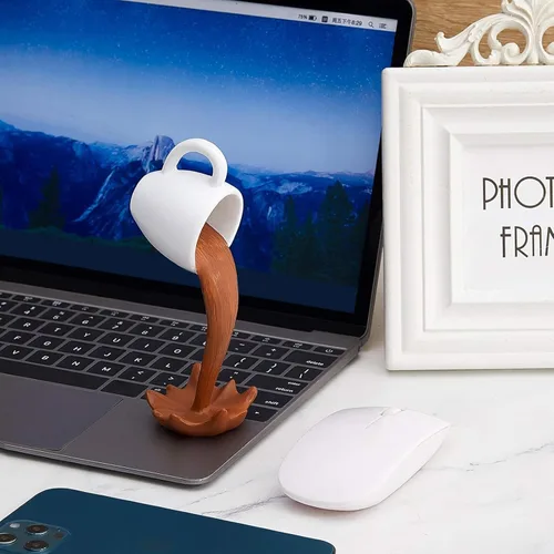 Miniatura 7 de Jetec Taza de café flotante, decoración de escultura, mini vertido de plástico, tazas de café, regalos para familiares y amigos (marrón)