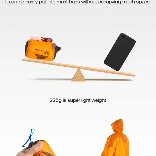 Miniatura 7 de 3F UL GEAR Poncho de senderismo ligero, mochila impermeable poncho impermeable para senderismo al aire libre, camping, senderismo