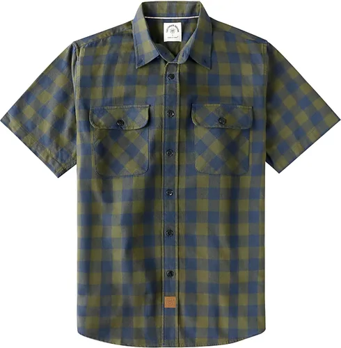 Miniatura 22 de Dubinik® Camisas de manga corta con botones para hombre, 100% algodón, a cuadros, camisas casuales con bolsillo