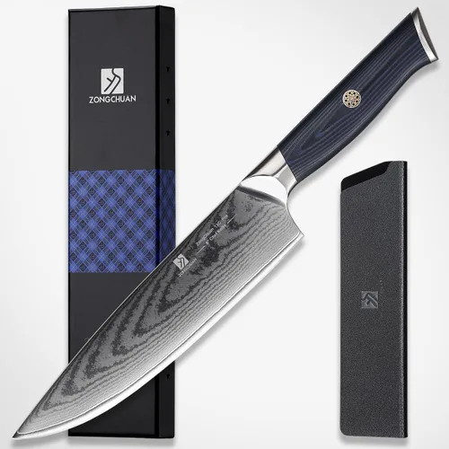 Miniatura 13 de Cuchillo de chef, cuchillo de damasco de 8 pulgadas, cuchillo de cocina de acero inoxidable de alto carbono de 67 capas, cuchillos de corte afilados
