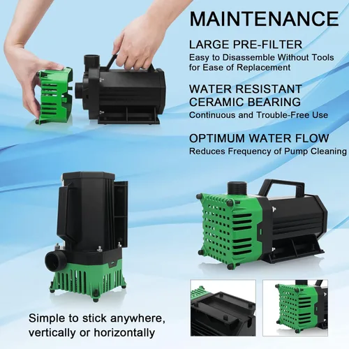 Miniatura 3 de BARST 4760GPH Bomba de agua sumergible con cable de alimentación de 25 pies y bolsa de barrera para estanque, cascada, acuario, verde hidropónico