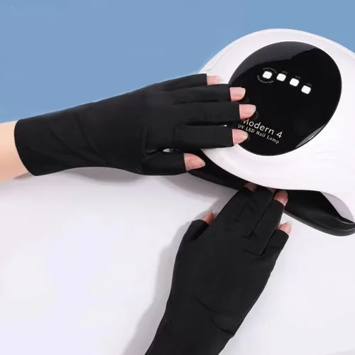 Guantes UV para lámpara de uñas de gel, guantes profesionales de protección UV UPF50+ para manicuras, guantes sin dedos para cuidado de la piel