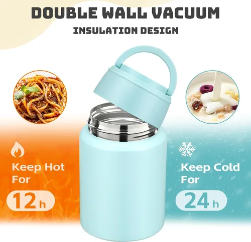 Miniatura 5 de Termo de sopa para comida caliente para niños, tarro de comida aislado de 16 onzas, contenedor térmico a prueba de fugas para niños, lonchera