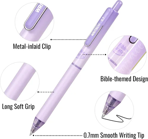 Miniatura 4 de WRITECH Set de marcadores y bolígrafos para diario de la Biblia Mate: marcadores sin sangrado para la Biblia y bolígrafos de bola de tinta negra