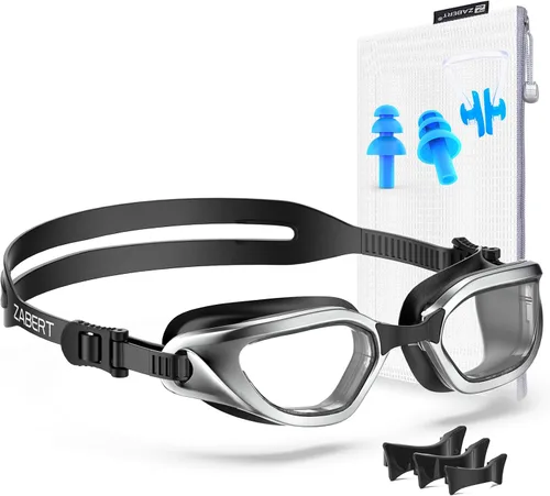 Miniatura 6 de Gafas de natación W2 para adultos, hombres y mujeres, protección UV antivaho sin fugas #02.2 Pack Negro Transparente y Blanco Espejo Rosa