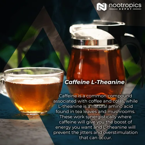 Miniatura 9 de Nootropics Depot Cápsulas de cafeína y L-teanina 60 unidades Contiene 200 mg de cafeína y 100 mg de L-teanina Suplemento natural Potenciador