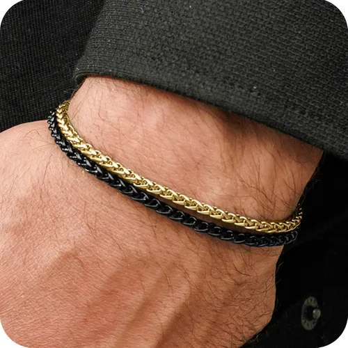 Miniatura 10 de Galis Pulsera Dvir para hombre, acero inoxidable para hombres, pulseras de cadena de cuerda que no se deslustra, regalo de cumpleaños elegante