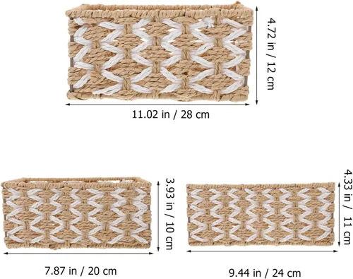 Miniatura 2 de Alipis 3 cestas de almacenamiento tejidas con cuerda, hechas a mano, apilables, organizador decorativo para encimera, estante, tanque de inodoro