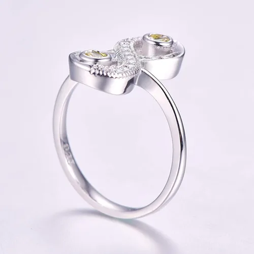 Miniatura 93 de Narica Anillo de 21 piedras chapadas en plata, apilables, corte redondo, zafiro azul, circonita cúbica, relleno de circonita cúbica, halo