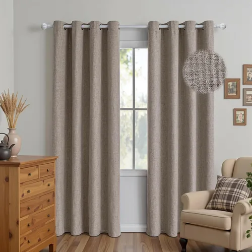 Miniatura 32 de Cortinas 100% opacas para sala de estar, juego de 2 paneles de 96 pulgadas, bloqueo de luz, pestaña trasera y bolsillo para barra, cortinas