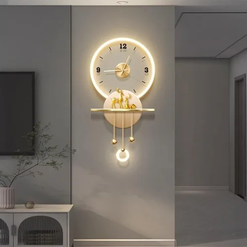 Miniatura 6 de Reloj de pared tallado en pared, decoración de pared LED, reloj de pared grande para decoración de sala de estar, adecuado para dormitorio, sala