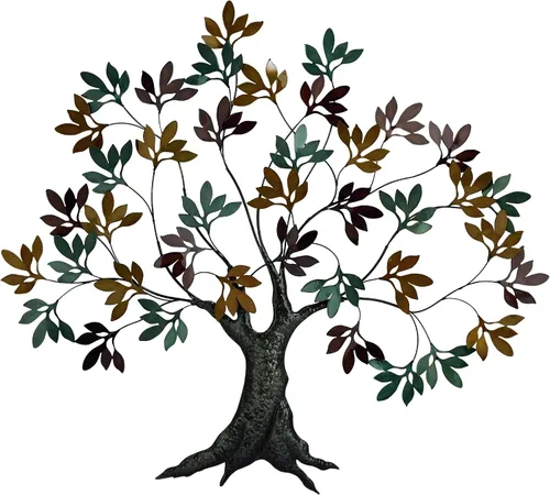 Deco 79 Escultura de pared de árbol de metal para decoración de pared con detalle de hojas, arte de pared 47 x 2 x 42 pulgadas, multicolor