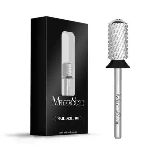 Miniatura 49 de MelodySusie Brocas de uñas de seguridad, brocas de carburo de 2,38 mm de barril grande y parte superior redonda y suave, adecuadas para manicura