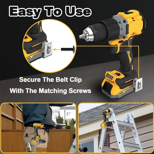 Miniatura 2 de Clips de cinturón de acero inoxidable para Dewalt - Juego de 10 ganchos para herramientas de taladro con tornillos para Dewalt N268241, compatibles