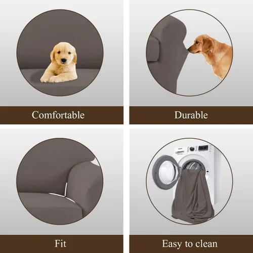 Miniatura 5 de Easy-Going - Fundas elásticas de microfibra para sofá, 2 piezas Gris pardo